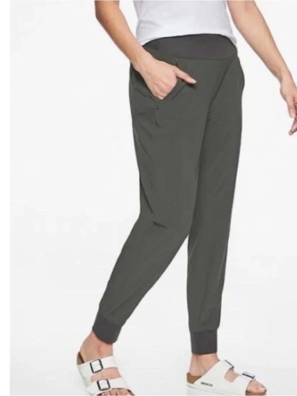 ATHLETA Women's Soho Jogger Pant LINED Size 8 Dark Gray Zipper Pockets 907899 - Picture 10 of 14